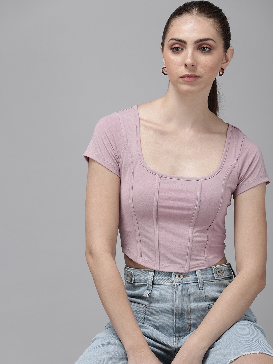 

The Roaster Lifestyle Co. Striped Fitted Crop Top, Lavender