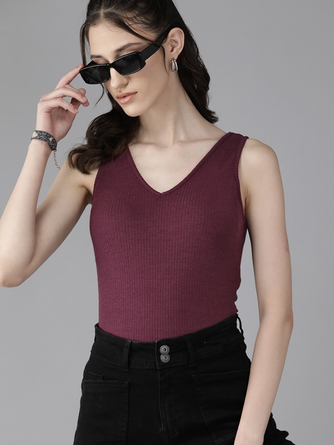 

The Roadster Lifestyle Co. Ribbed Top, Burgundy