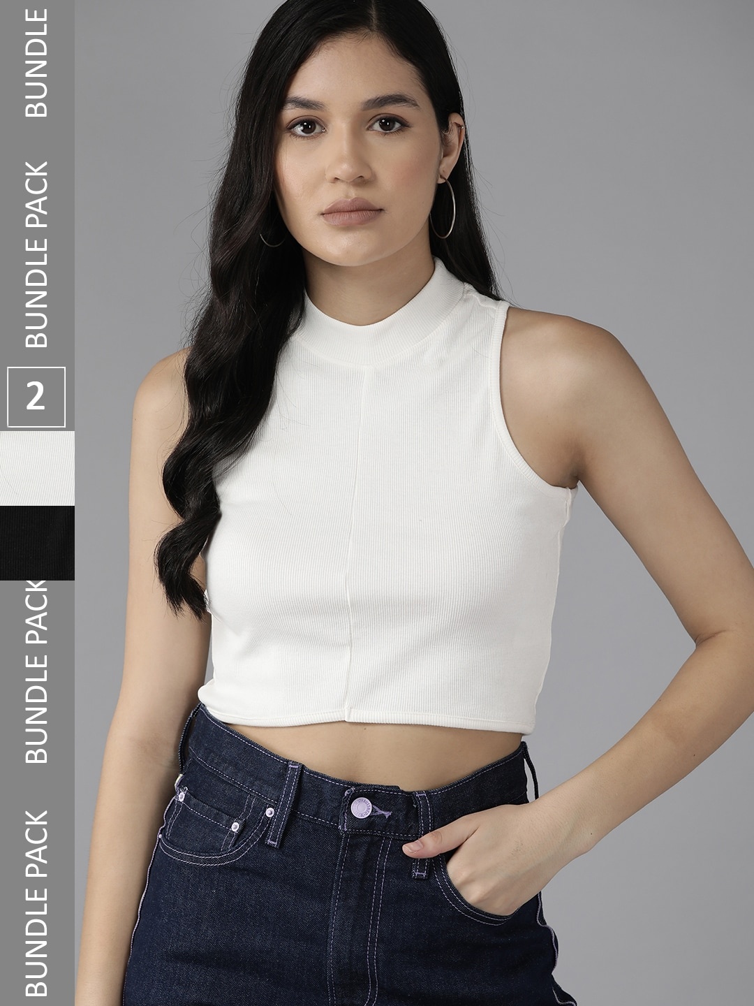 

The Roadster Lifestyle Co. Women Pack of 2 Crop Tops, White