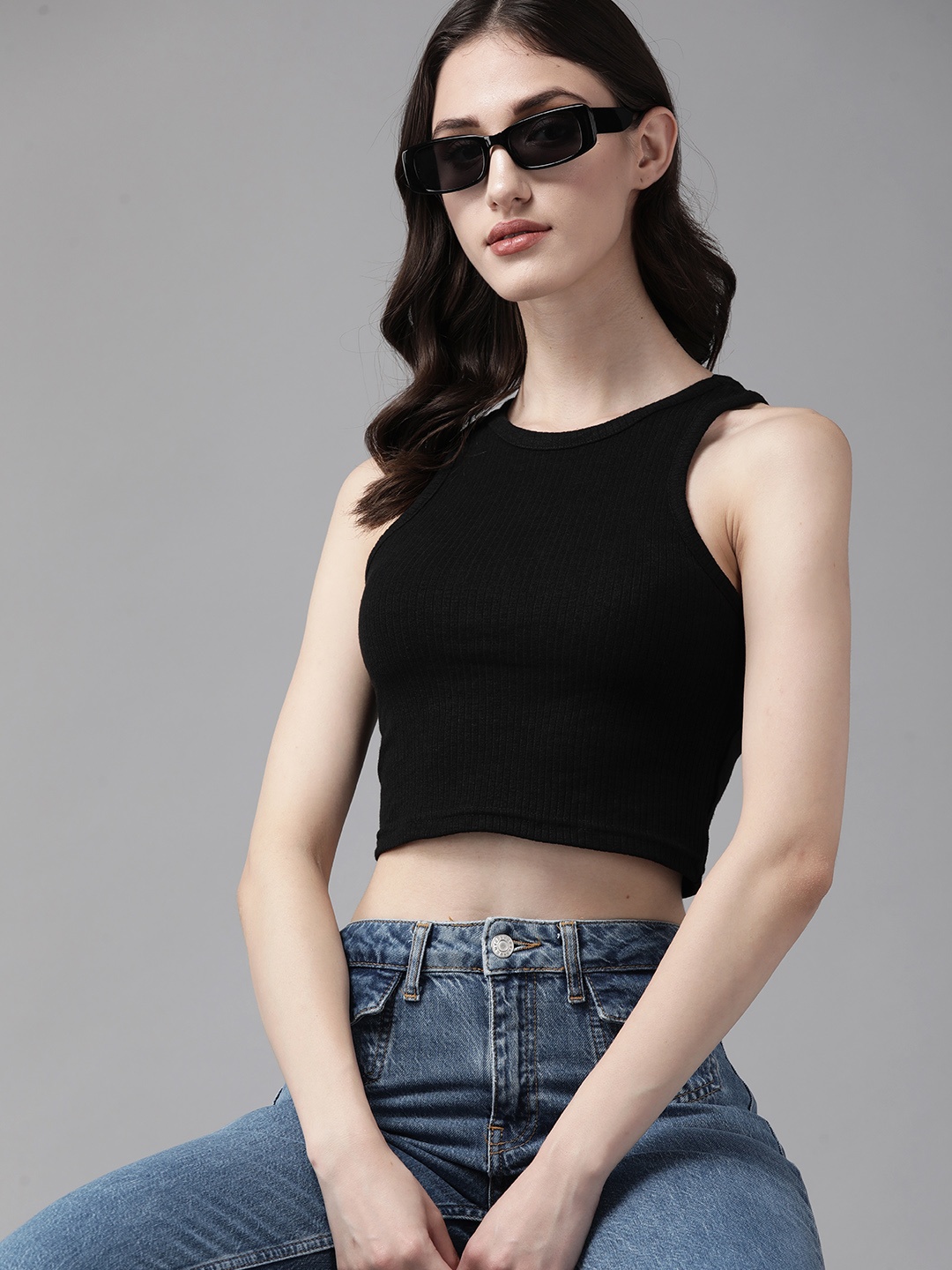 

The Roadster Lifestyle Co. Ribbed Crop Tank Top, Black