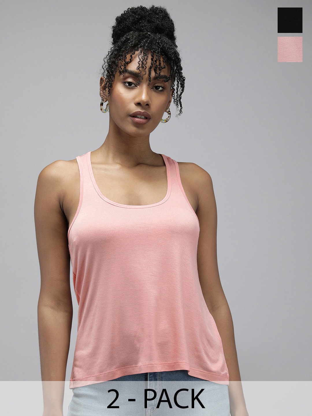 

The Roadster Life Co. Pack of 2 Solid Tank Tops, Pink