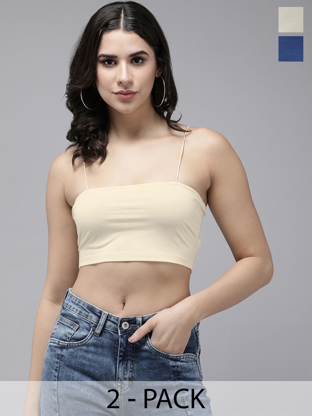 

Roadster Pack of 2 Tube Crop Tops, Off white