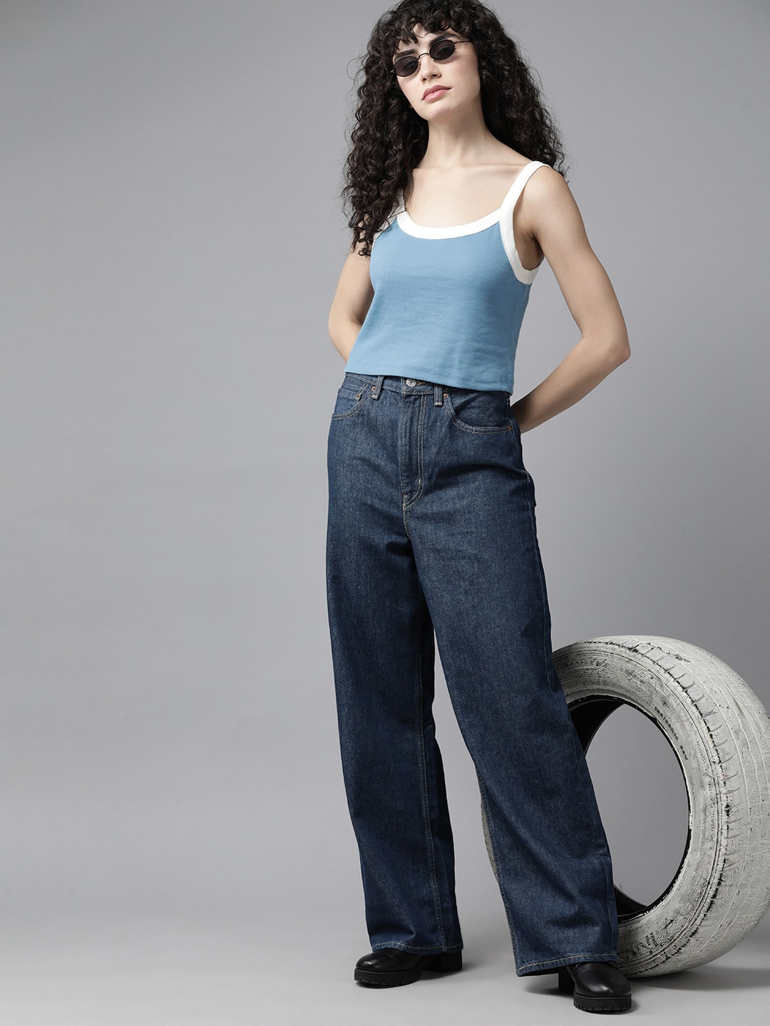 

The Roadster Lifestyle Co. Ribbed Crop Top, Blue