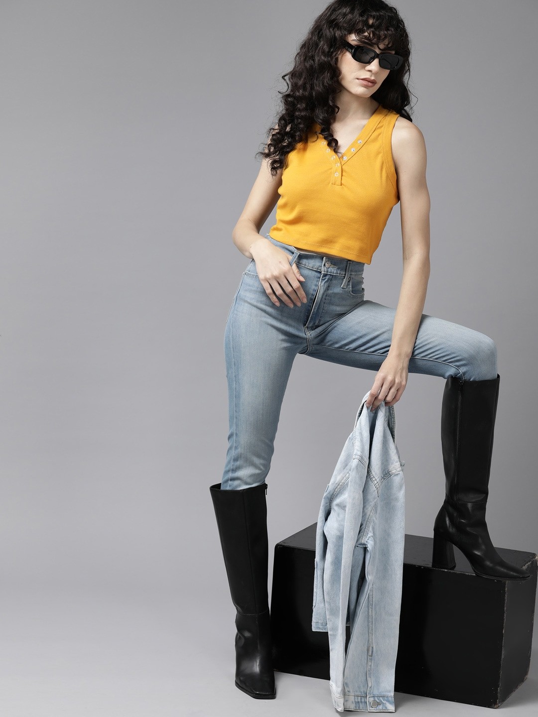 

The Roadster Lifestyle Co. Ribbed Crop Tank Top, Mustard