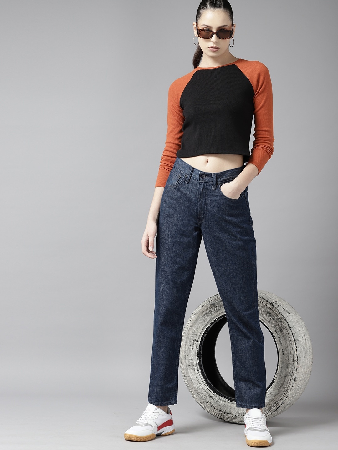 

The Roadster Lifestyle Co. Ribbed Cropped T-shirt, Black