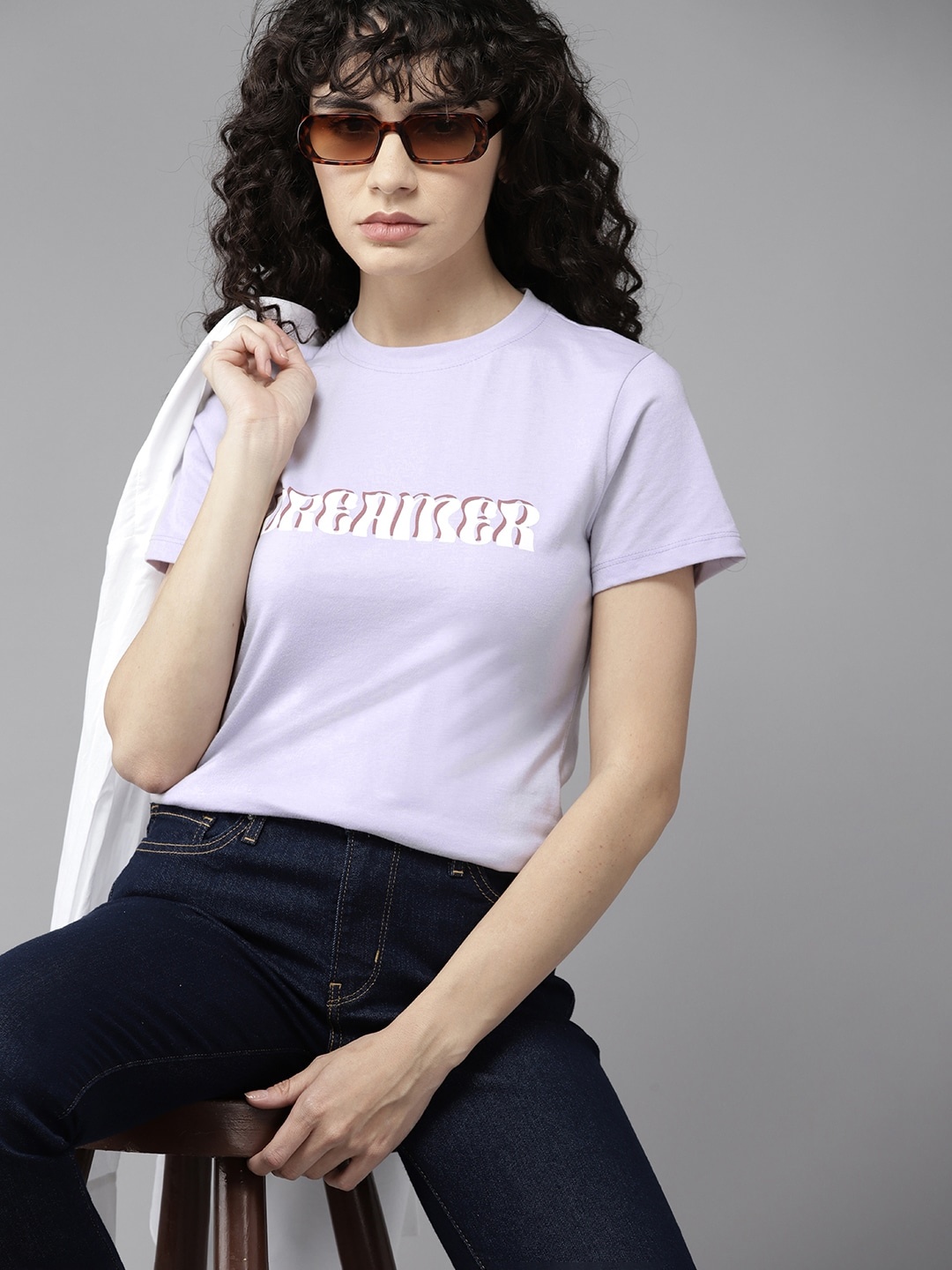 

The Roadster Lifestyle Co. Typography Printed T-shirt, Lavender