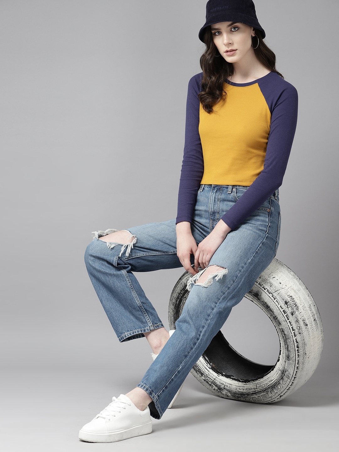 

The Roadster Lifestyle Co. Ribbed Cropped T-shirt, Mustard