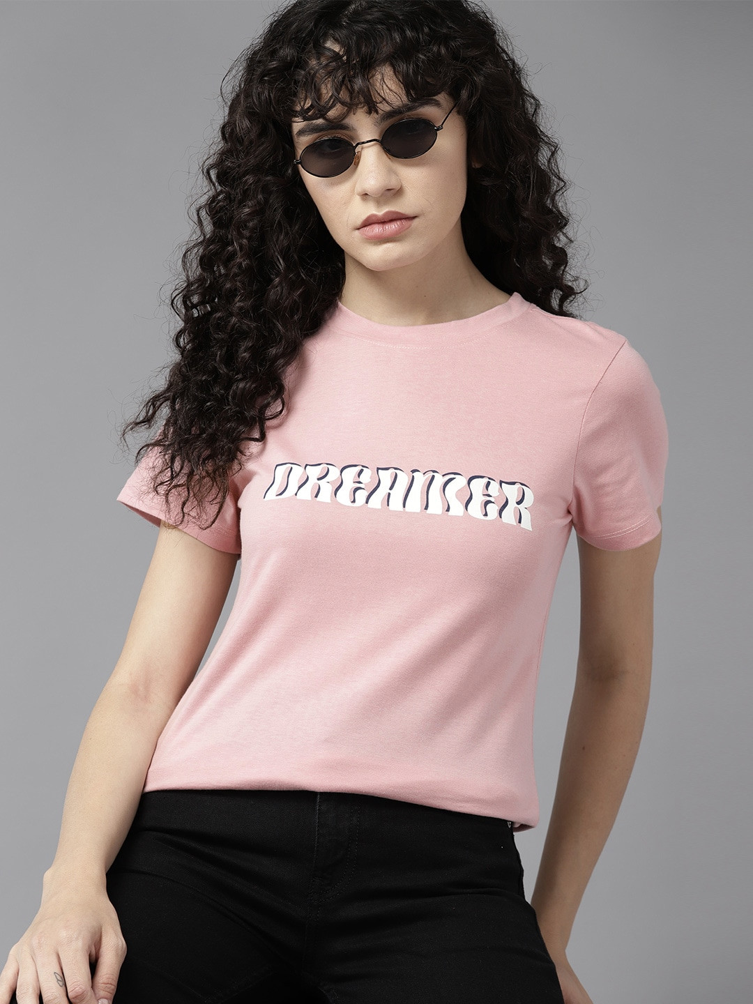 

The Roadster Lifestyle Co. Typography Printed T-shirt, Pink