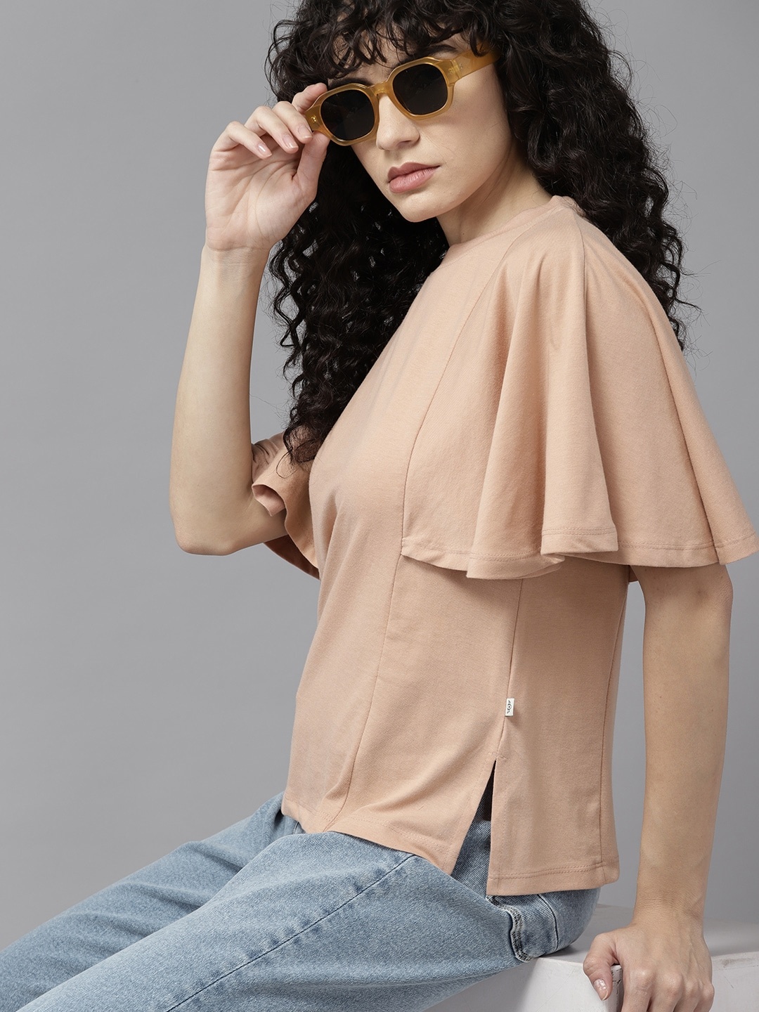 

The Roadster Lifestyle Co. Layered Sleeves T-shirt, Peach