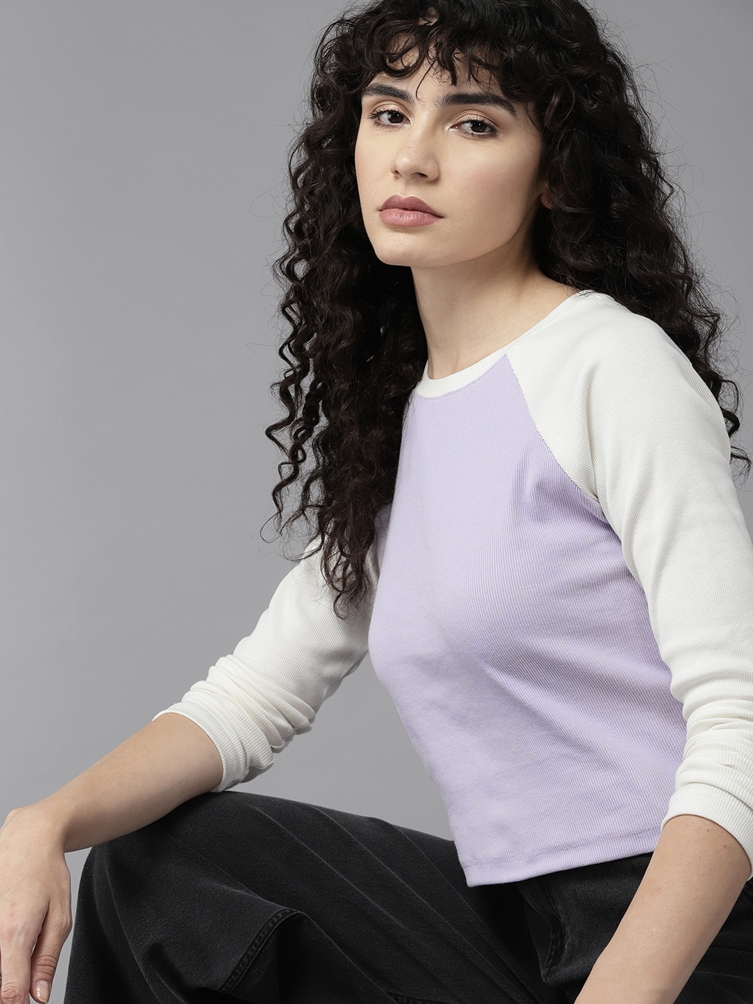 

The Roadster Lifestyle Co. Ribbed Bodycon Fit T-shirt, Lavender