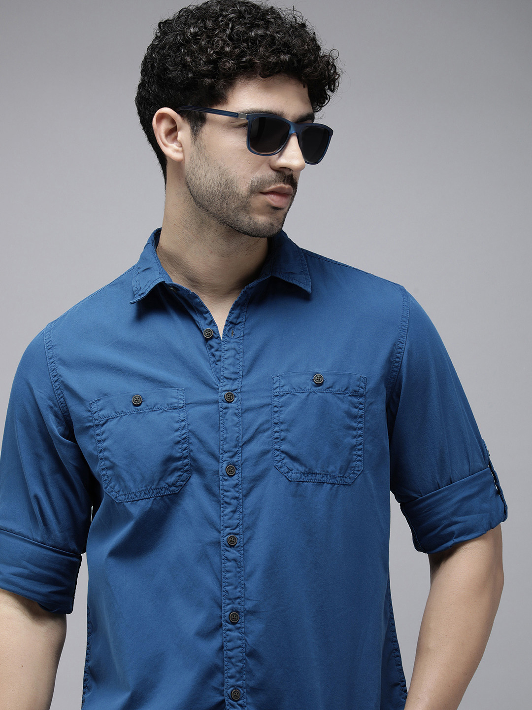 

The Roadster Life Co. Pure Cotton Casual Shirt, Blue
