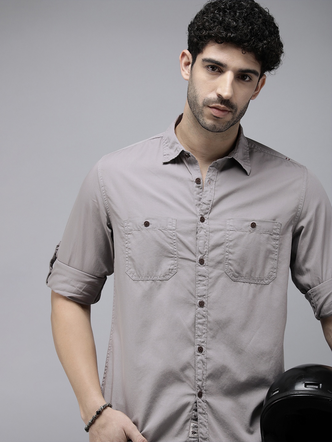 

The Roadster Life Co. Pure Cotton Casual Shirt, Taupe