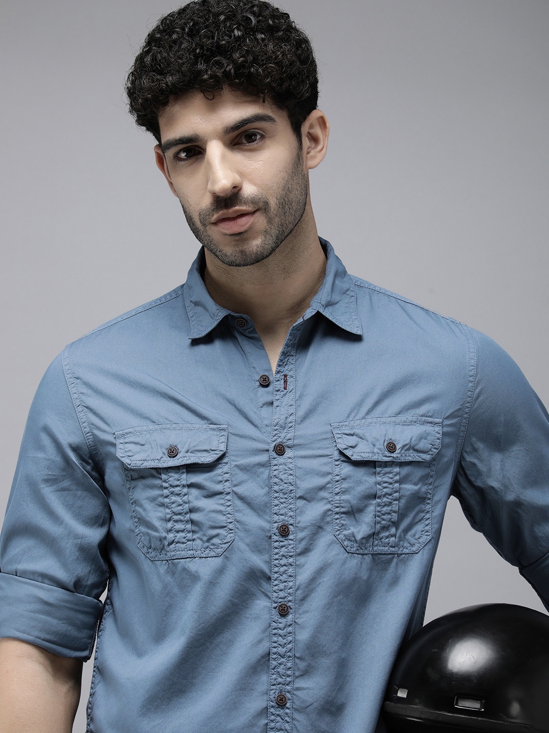 

The Roadster Life Co. Pure Cotton Casual Shirt, Blue
