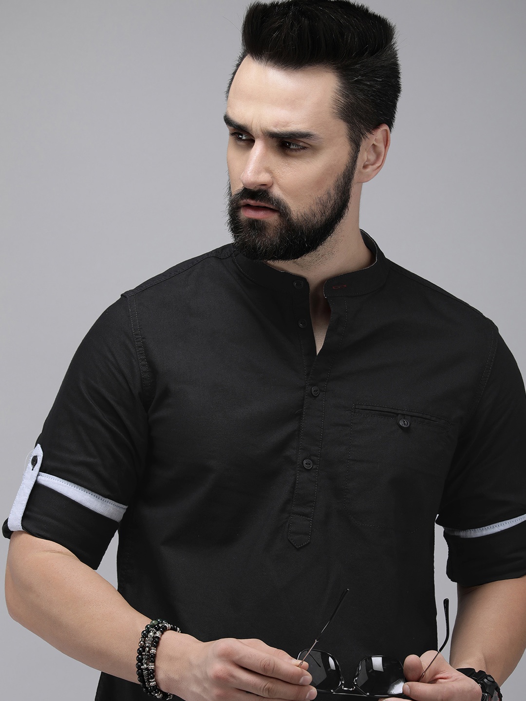 

The Roadster Life Co. Solid Pure Cotton Casual Shirt, Black