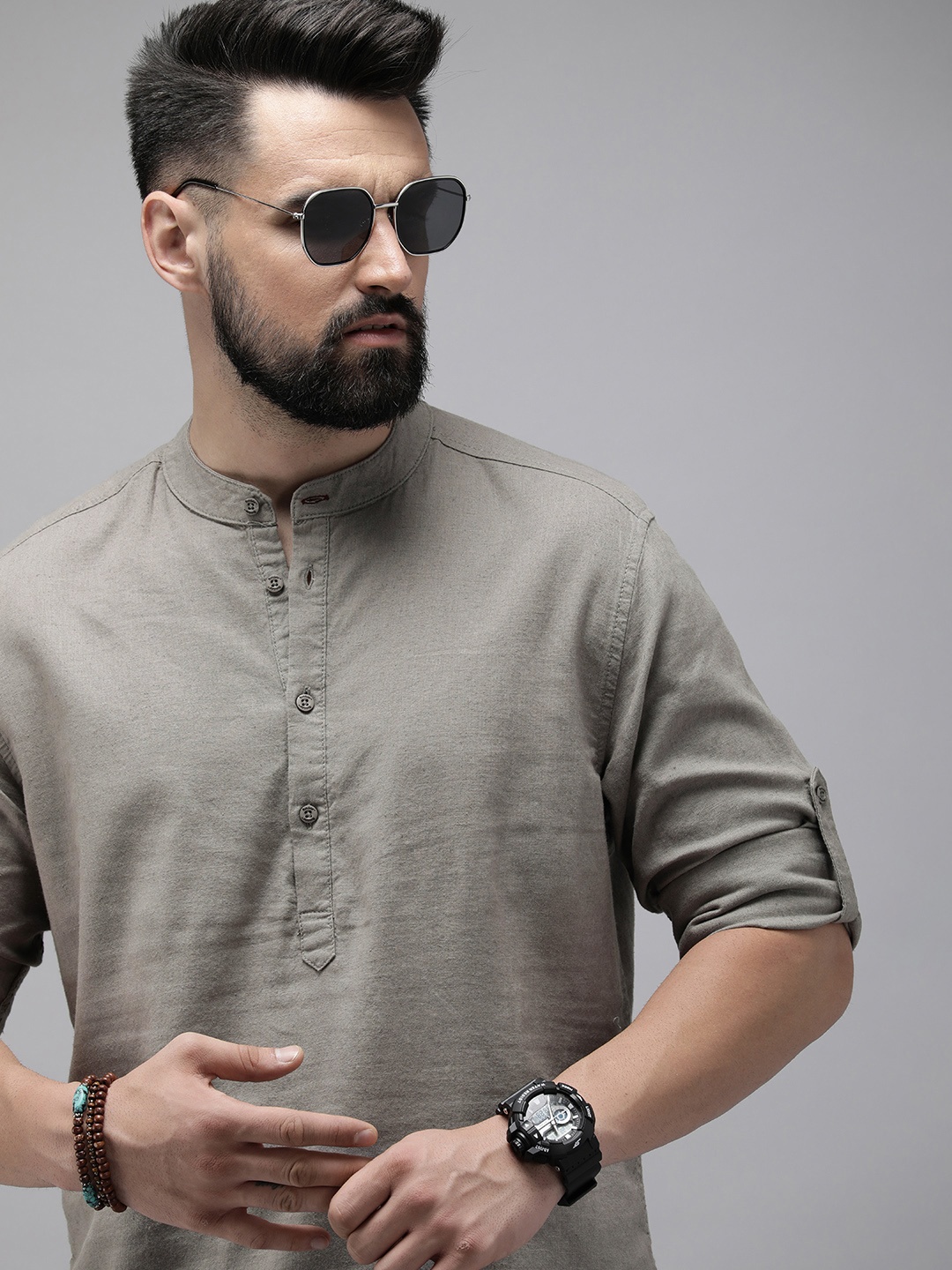 

The Roadster Life Co. Linen Cotton Casual Shirt, Grey