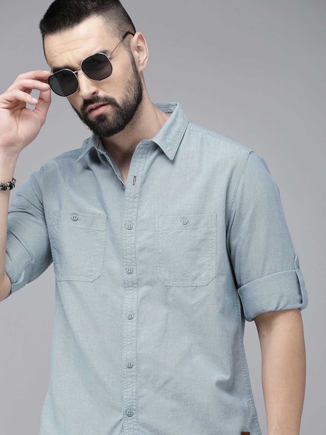 

The Roadster Life Co. Pure Cotton Casual Shirt, Grey