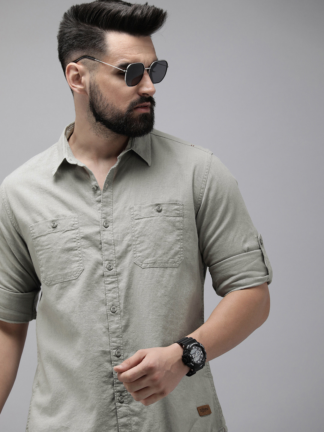 

The Roadster Lifestyle Co. Solid Casual Shirt, Grey