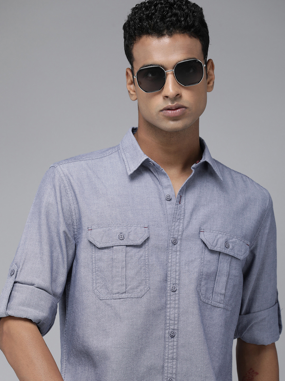 

The Roadster Life Co. Pure Cotton Casual Shirt, Grey