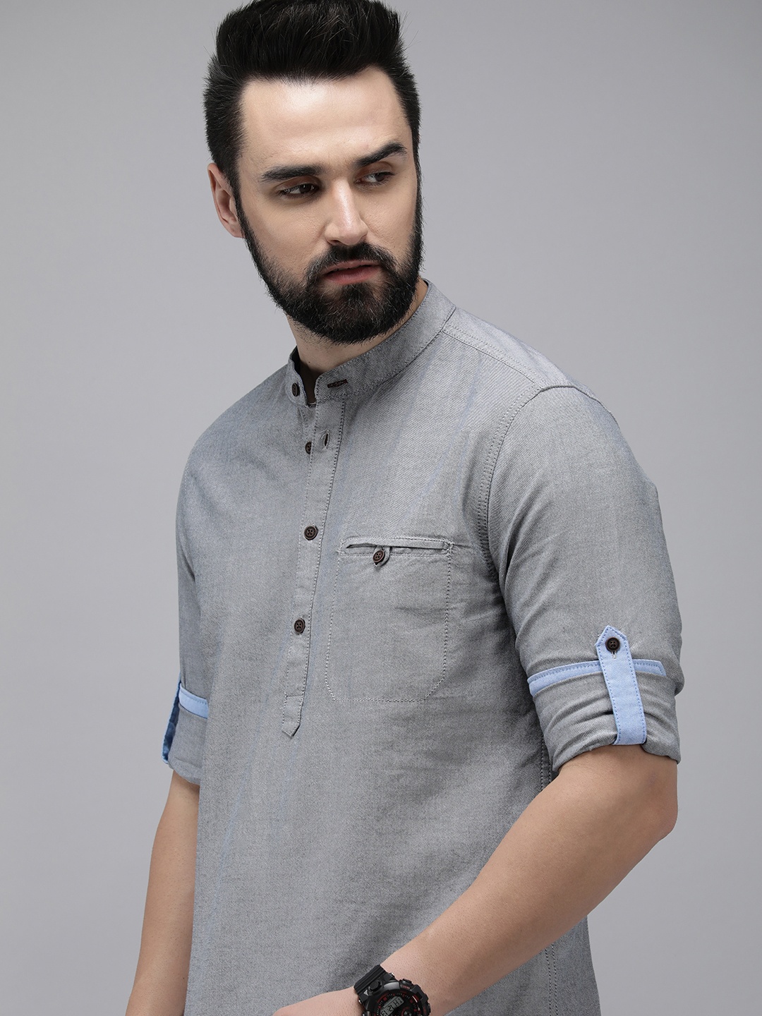 

The Roadster Life Co. Solid Pure Cotton Casual Shirt, Grey
