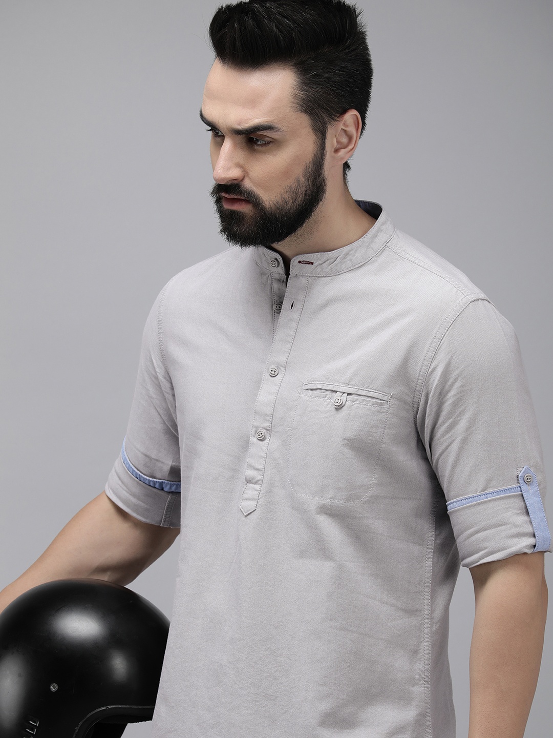 

The Roadster Life Co. Solid Pure Cotton Casual Shirt, Grey