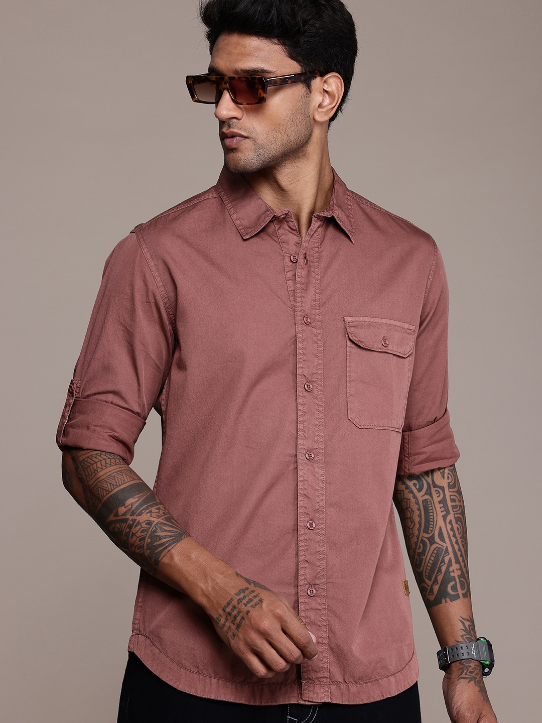 

The Roadster Life Co. Pure Cotton Opaque Casual Shirt, Mauve