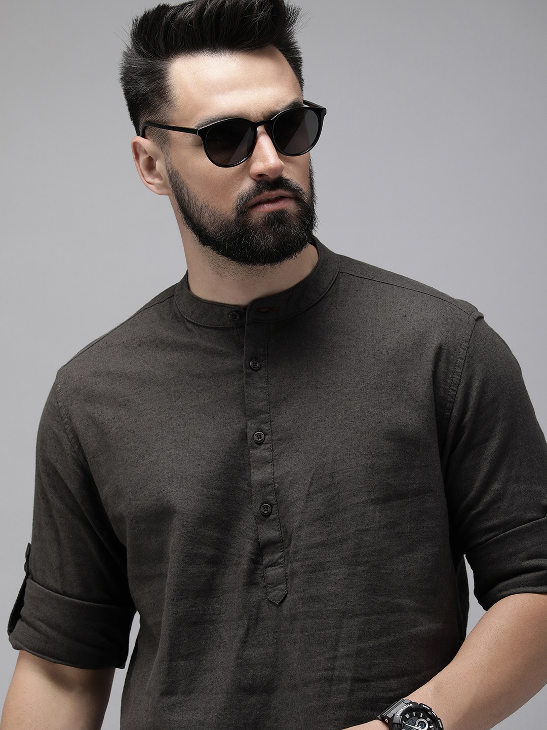 

The Roadster Life Co. Linen Cotton Casual Shirt, Charcoal