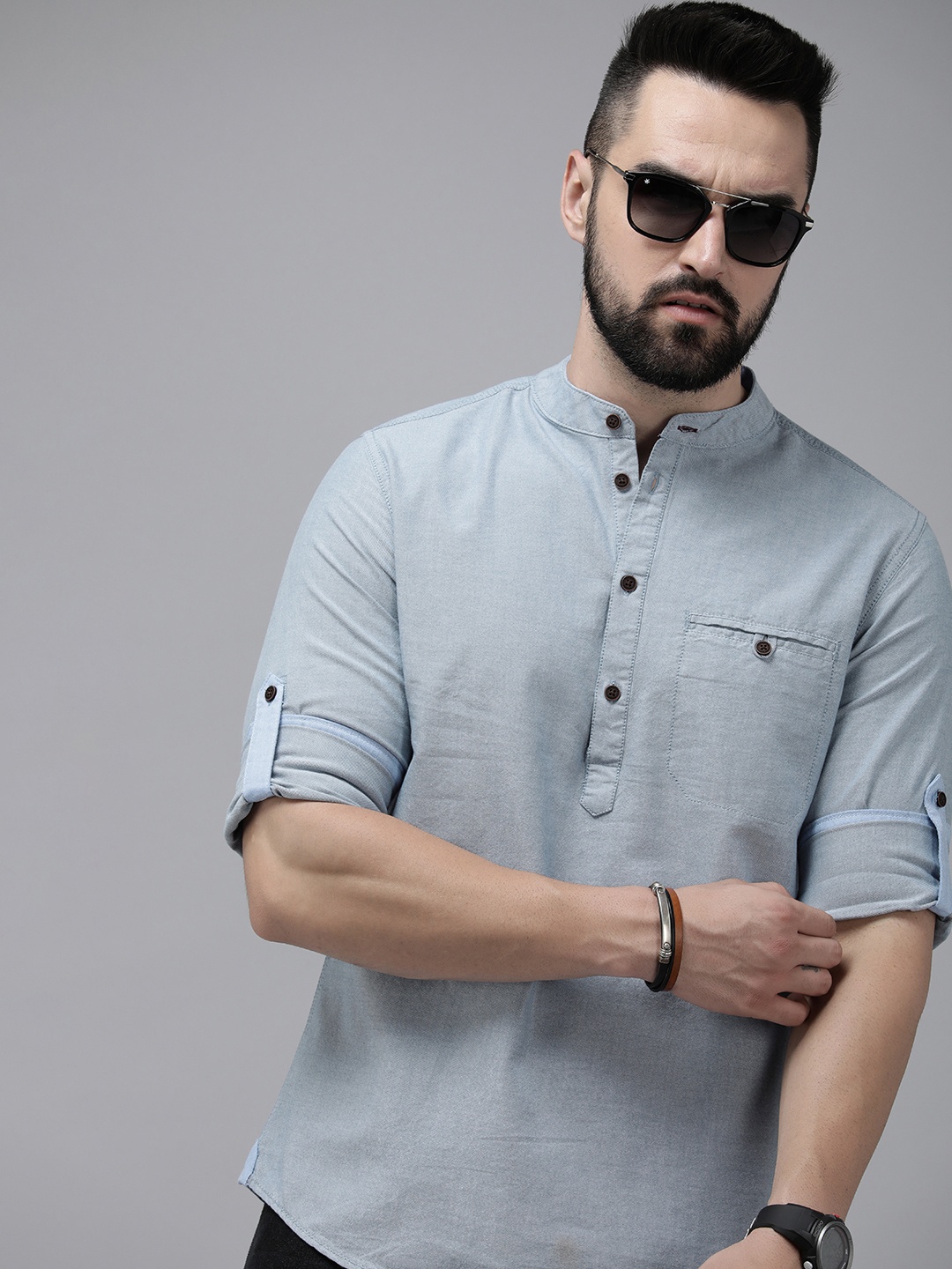

The Roadster Lifestyle Co. Men Pure Cotton Opaque Casual Shirt, Blue