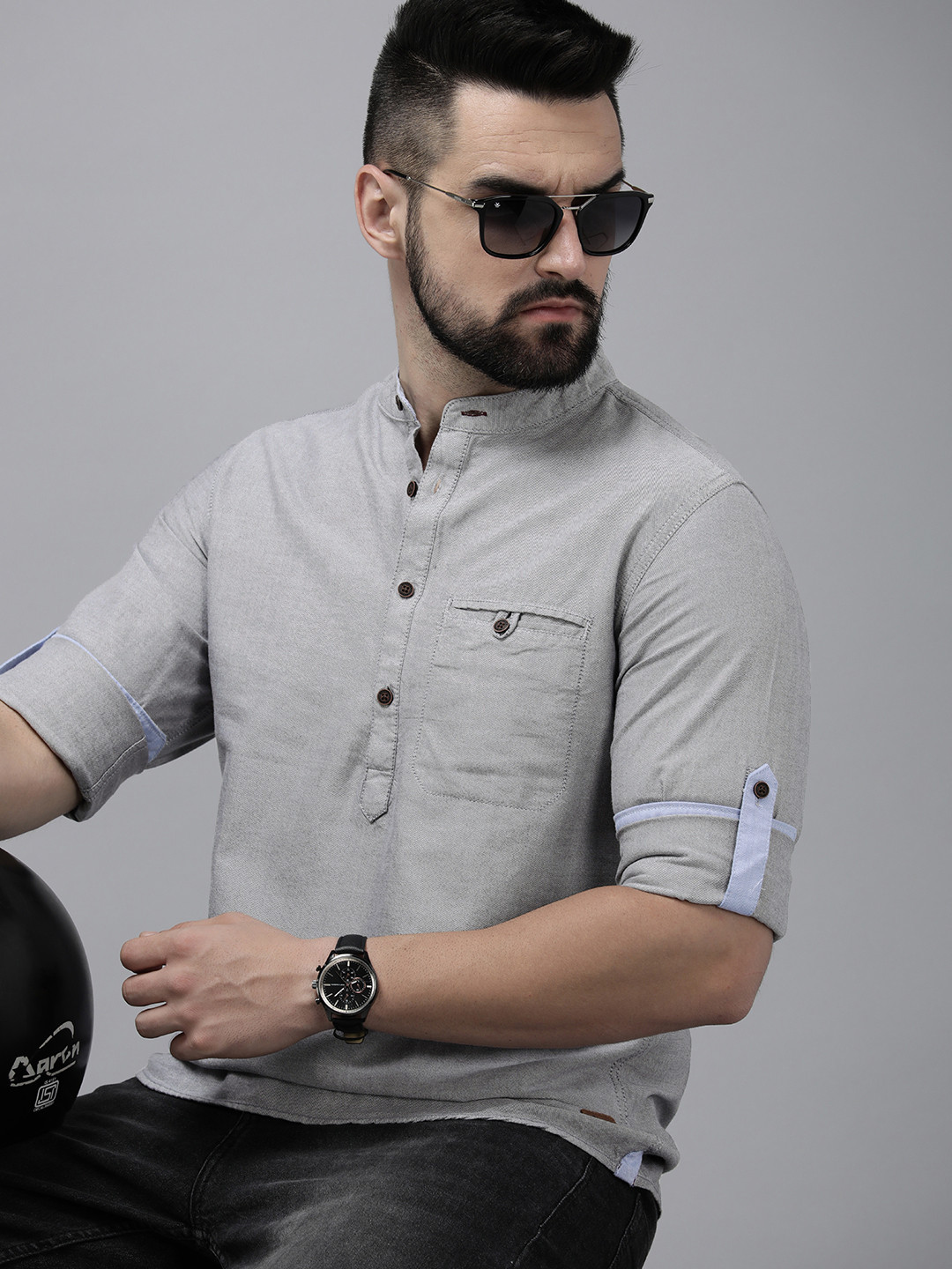 

The Roadster Lifestyle Co. Men Pure Cotton Opaque Casual Shirt, Grey