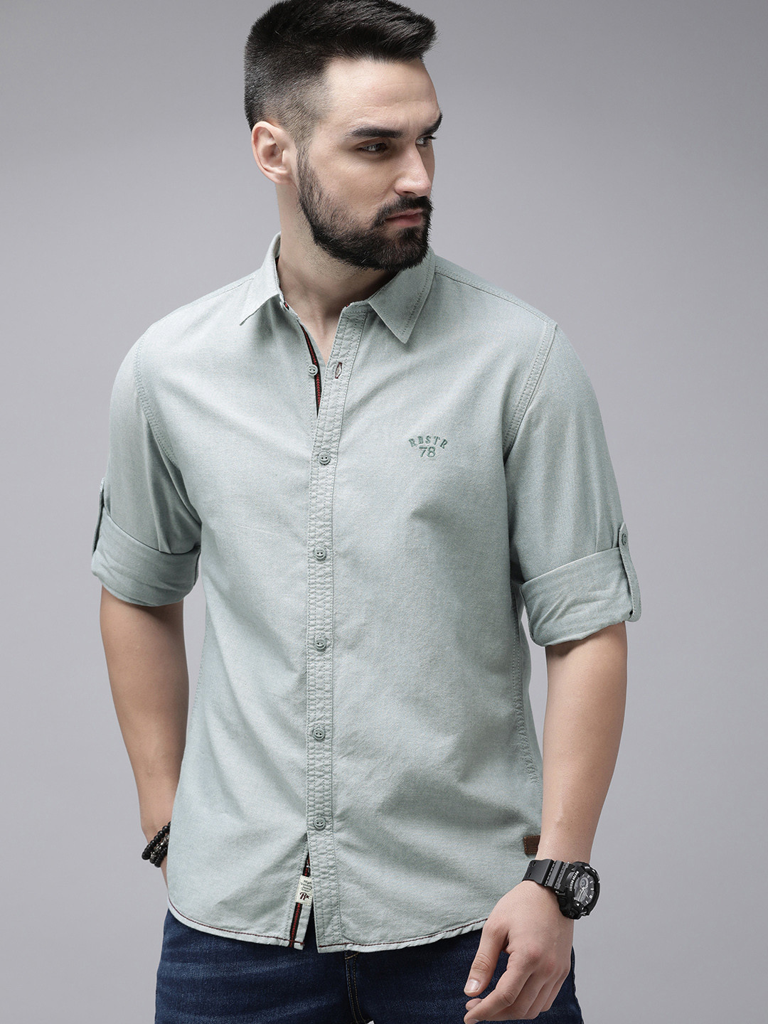 

The Roadster Life Co. Solid Pure Cotton Casual Shirt, Blue