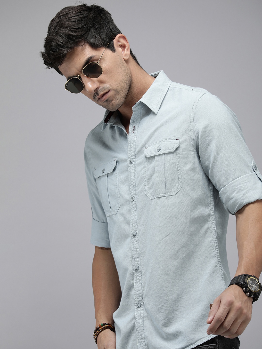 

The Roadster Life Co. Solid Pure Cotton Casual Shirt, Blue