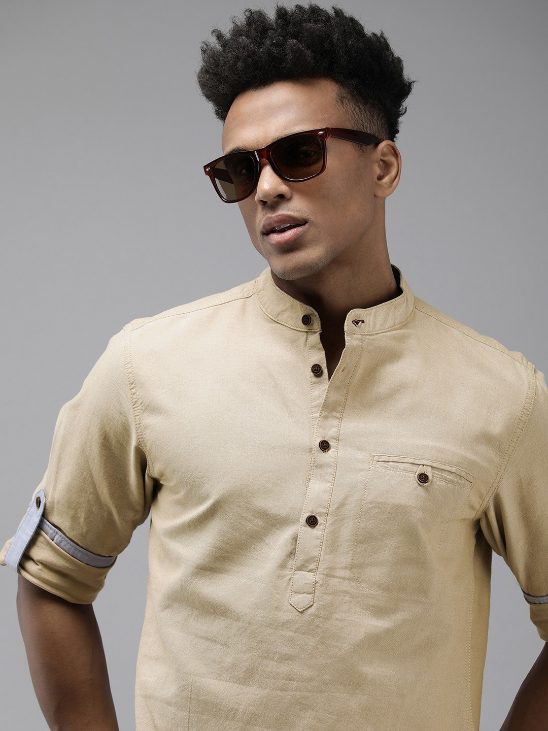 

The Roadster Lifestyle Co. Men Pure Cotton Opaque Casual Shirt, Khaki
