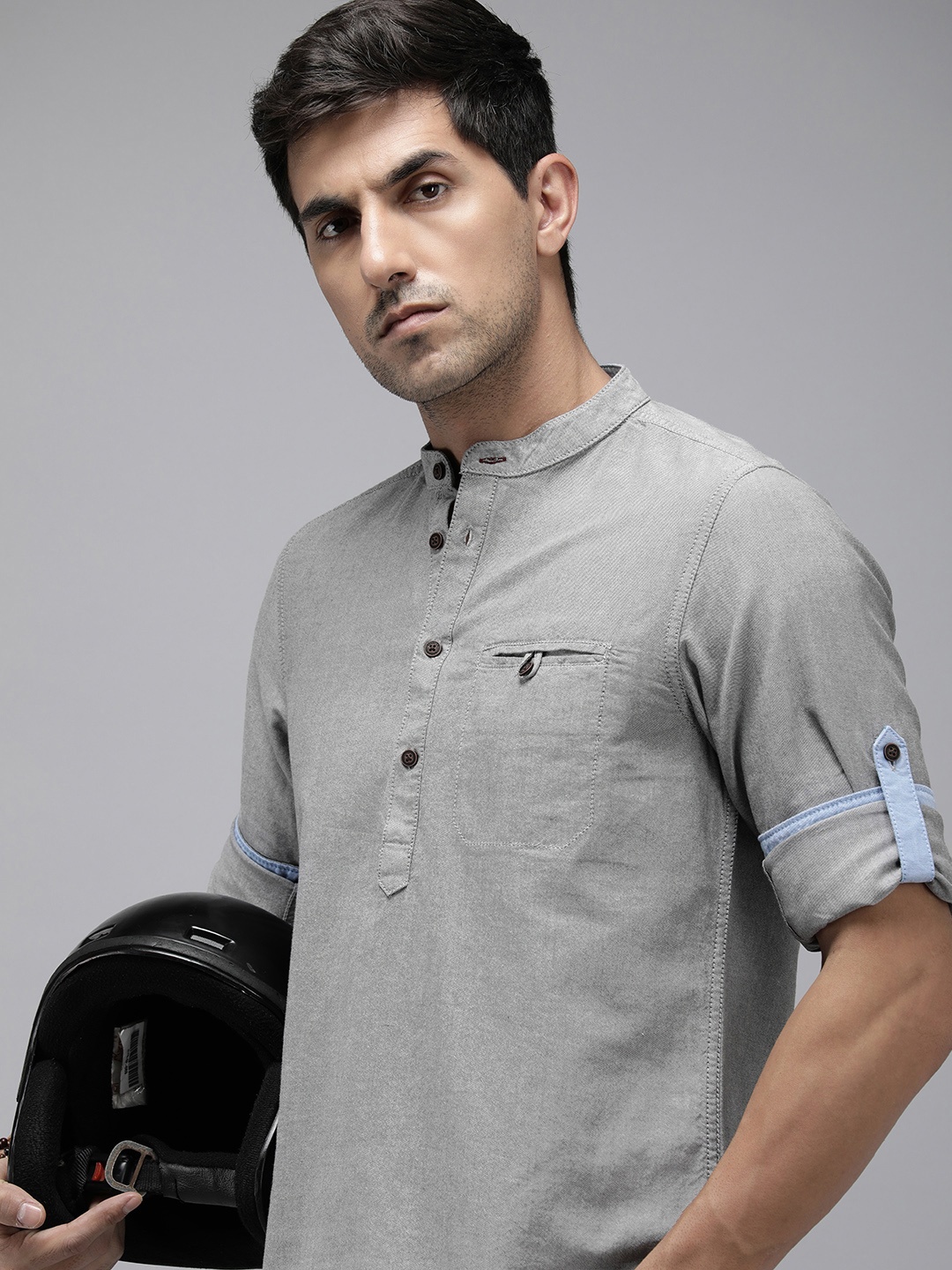 

The Roadster Life Co. Solid Pure Cotton Casual Shirt, Grey