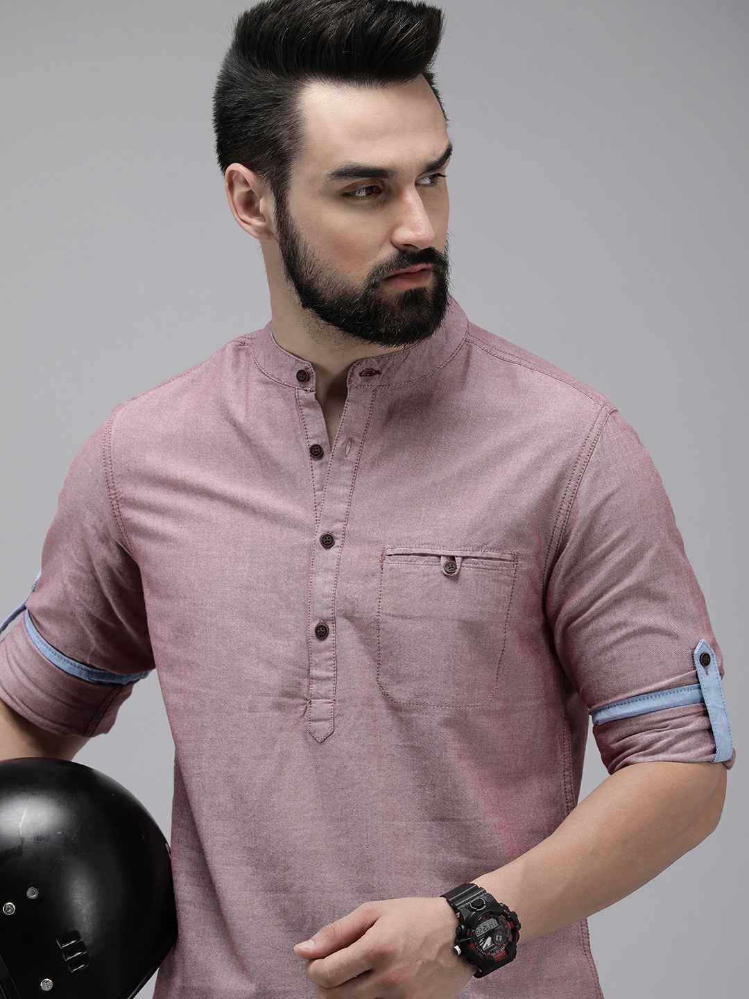 

The Roadster Life Co. Solid Pure Cotton Casual Shirt, Mauve