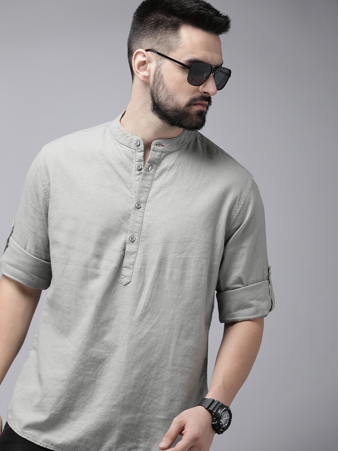 

The Roadster Life Co. Linen Cotton Casual Shirt, Green