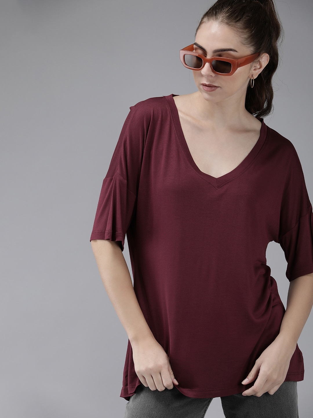 

Roadster Longline T-shirt, Burgundy