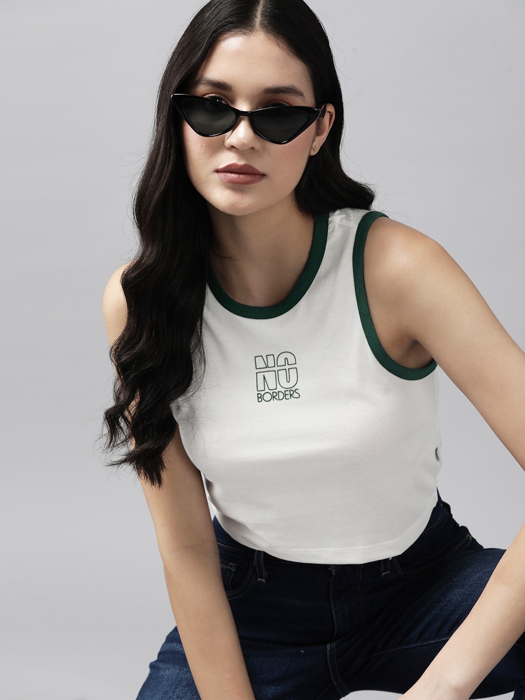 

Roadster Pure Cotton Crop T-shirt, White