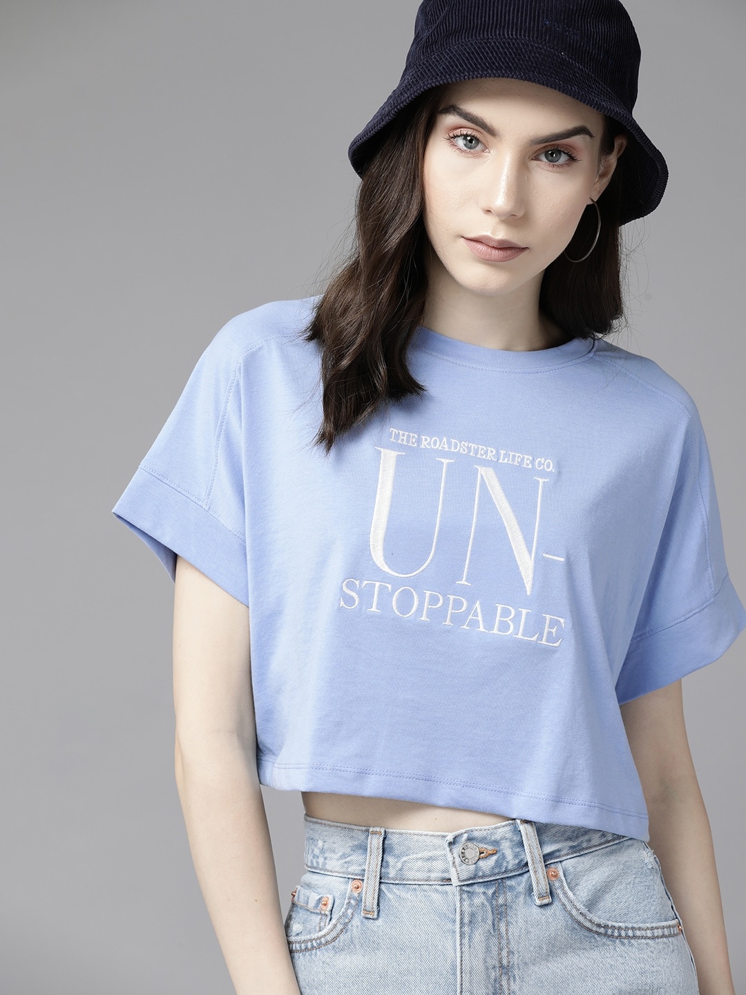 

The Roadster Lifestyle Co. Typography Embroidered Boxy T-shirt, Blue