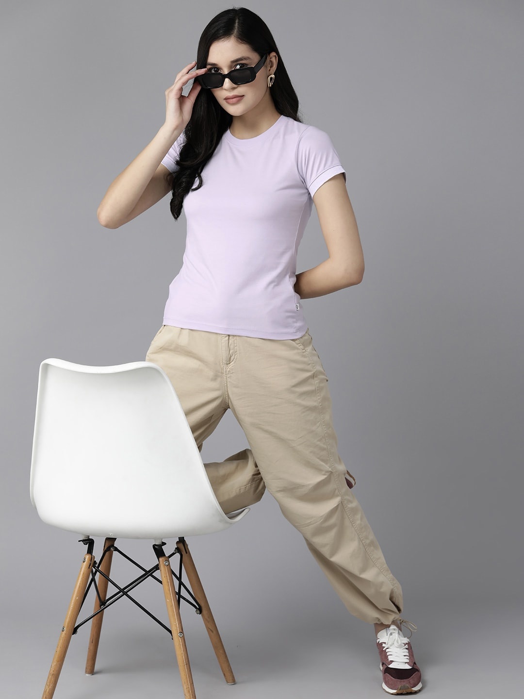 

The Roadster Lifestyle Co. Round Neck Regular Fit T-shirt, Lavender