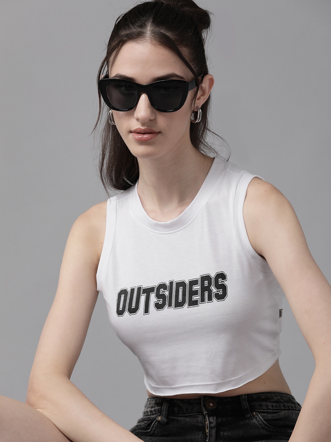 

The Roadster Lifestyle Co. Typography Printed Crop T-shirt, White