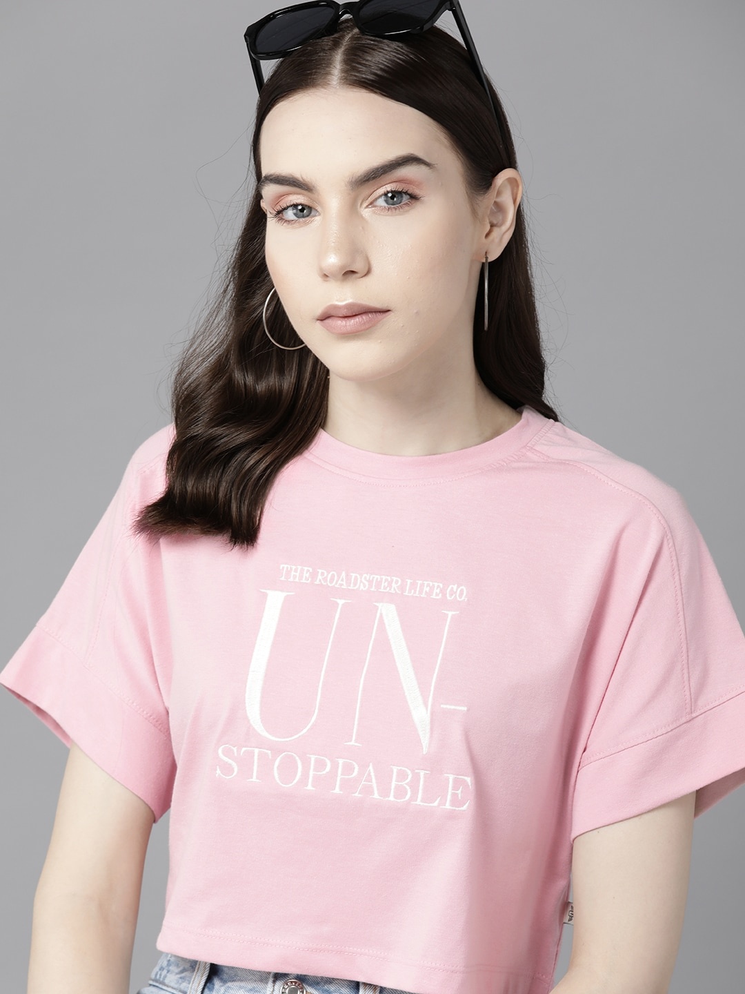 

The Roadster Lifestyle Co. Typography Embroidered Boxy T-shirt, Pink