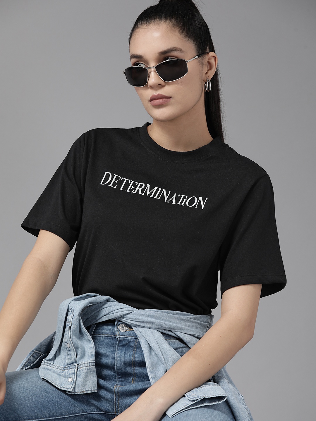 

Roadster Women Typography Printed T-shirt, Black