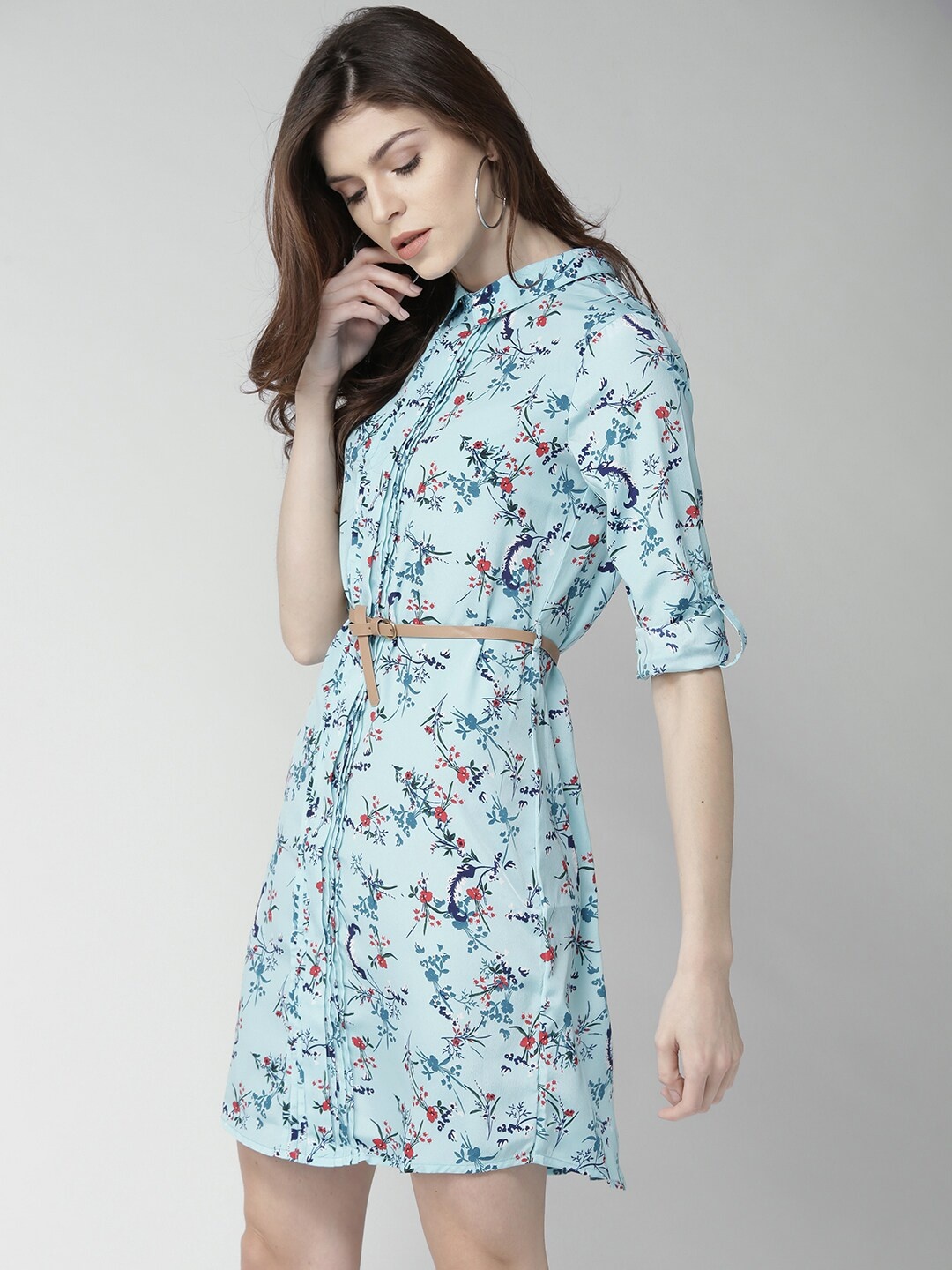 

Mast & Harbour Women Blue Printed A-Line Dress