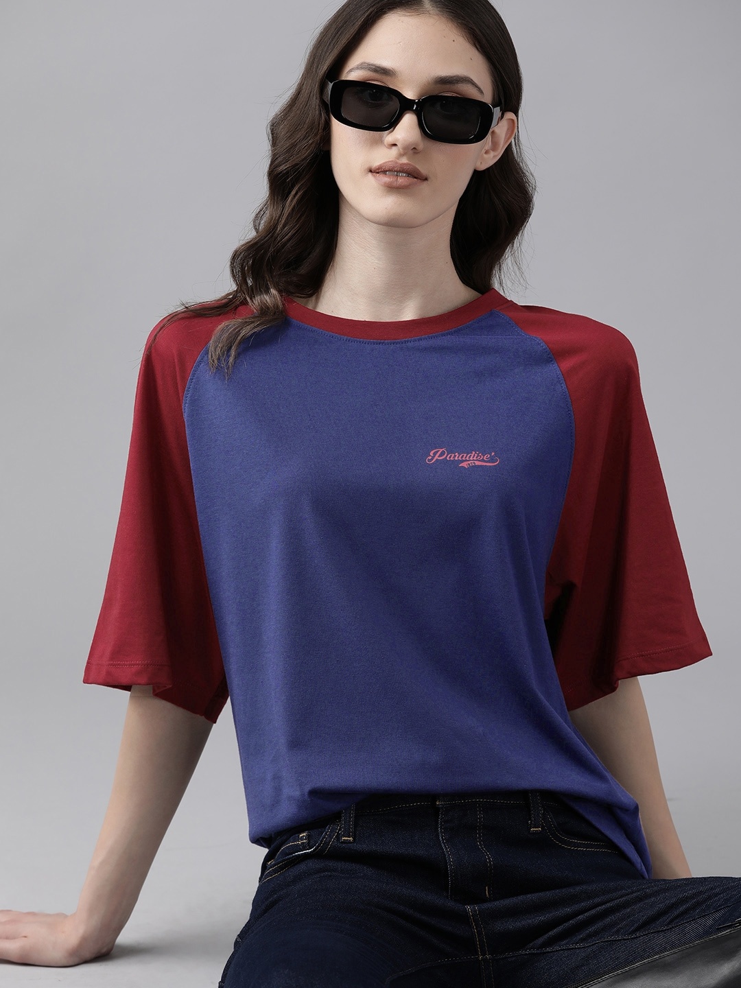 

The Roadster Lifestyle Co. Colorblocked Raglan Sleeves T-shirt, Teal