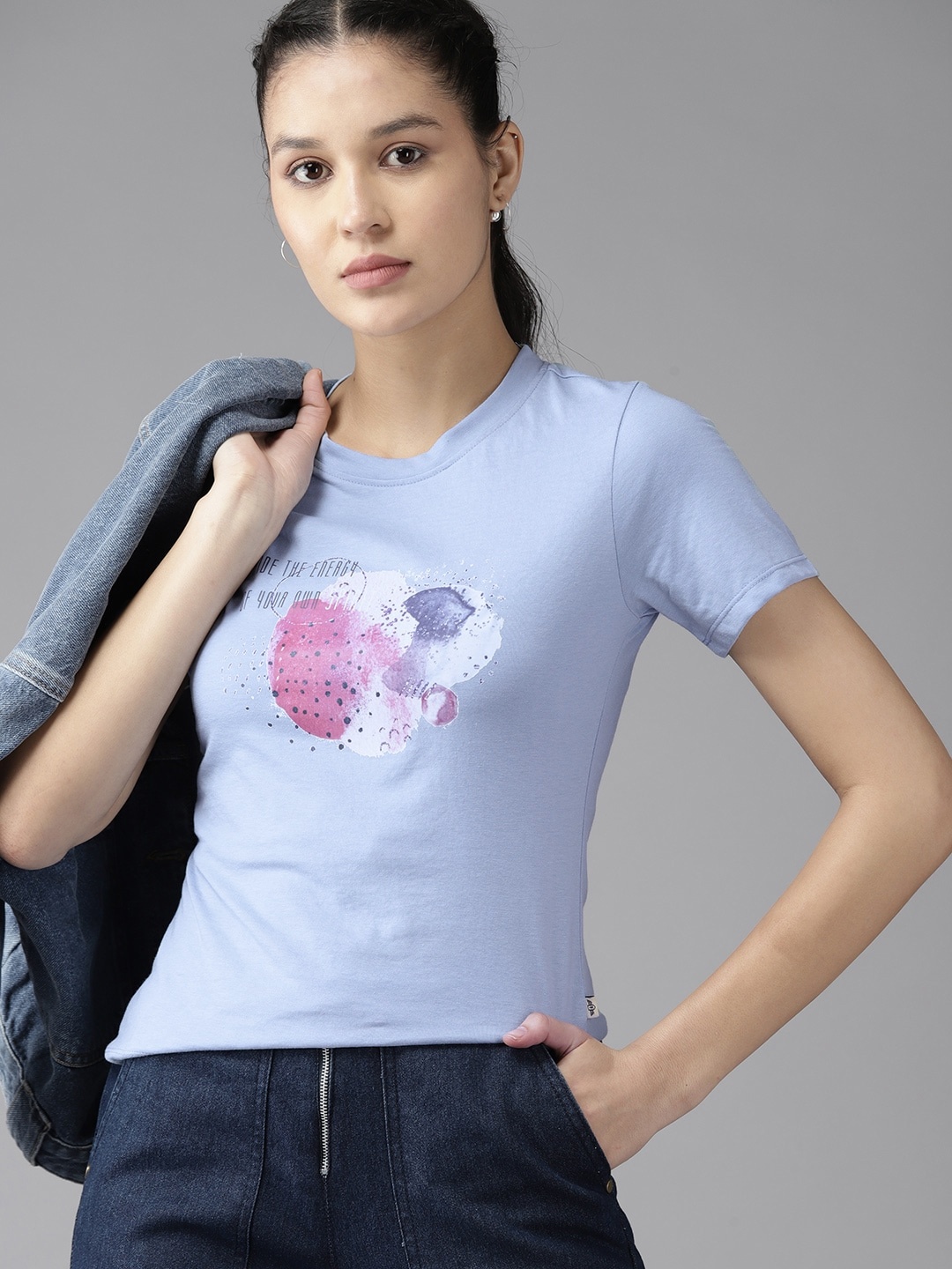 

The Roadster Lifestyle Co. Graphic Printed T-shirt, Blue