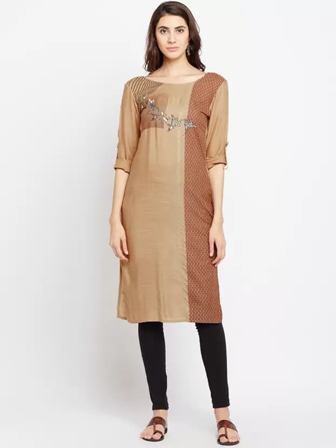 

Span Geometric Printed Cotton Kurta, Brown