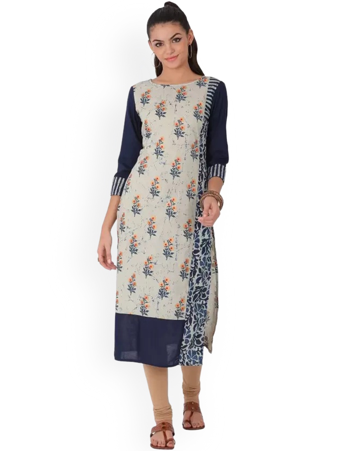 

Span Floral Printed Kurta, Blue