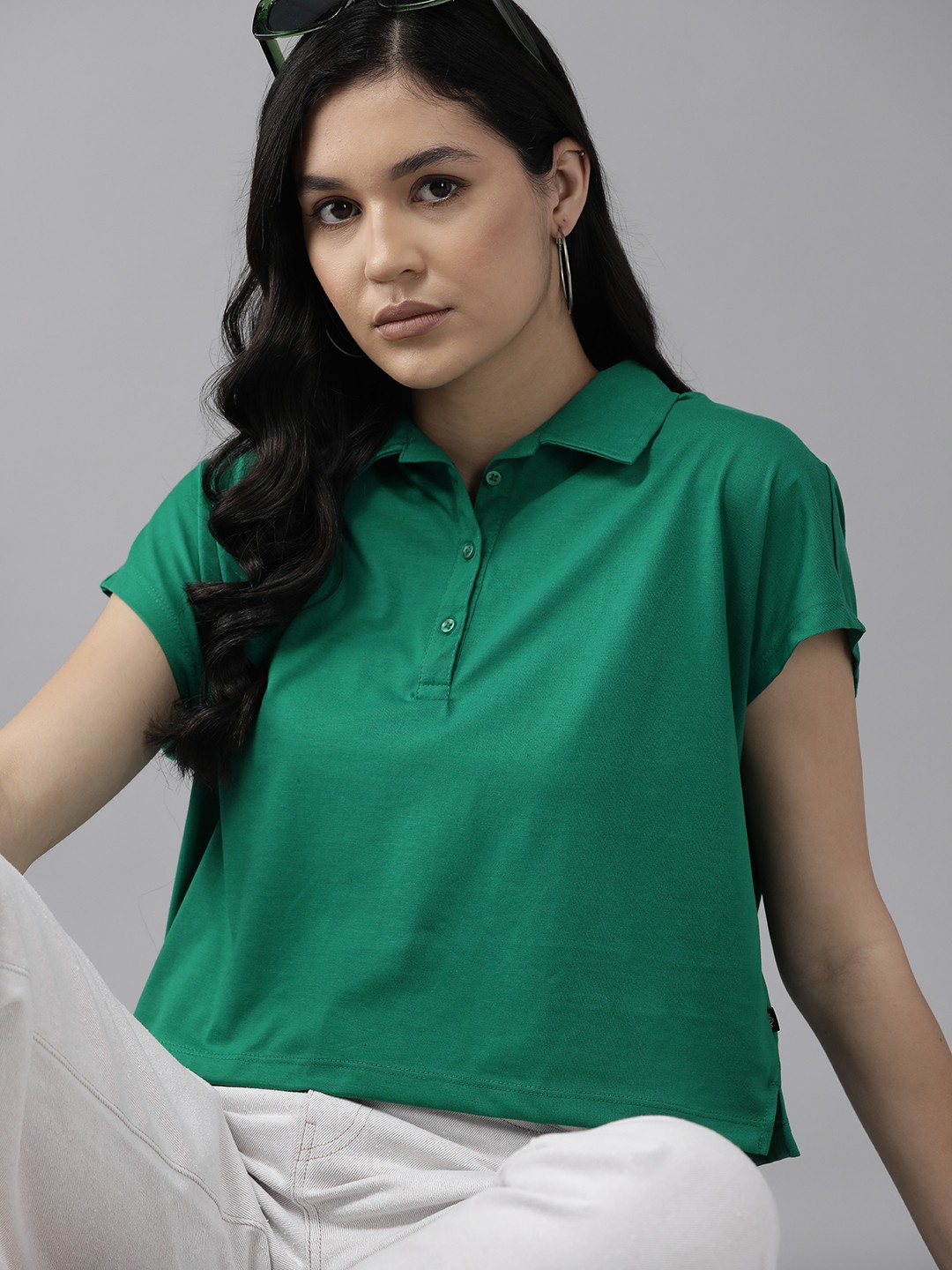 

The Roadster Lifestyle Co. Polo Collar Boxy T-shirt, Green