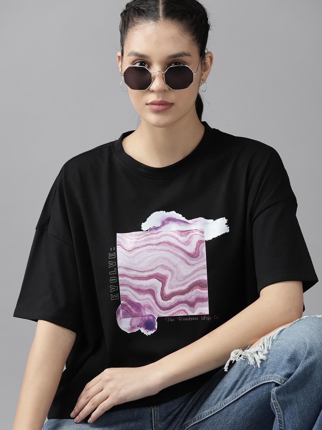 

The Roadster Lifestyle Co. Graphic Printed Boxy Fit T-shirt, Black
