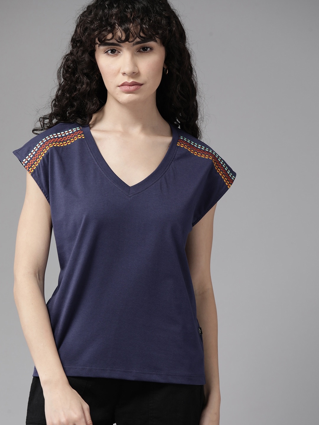 

Roadster V-Neck Extended Sleeves T-shirt, Purple