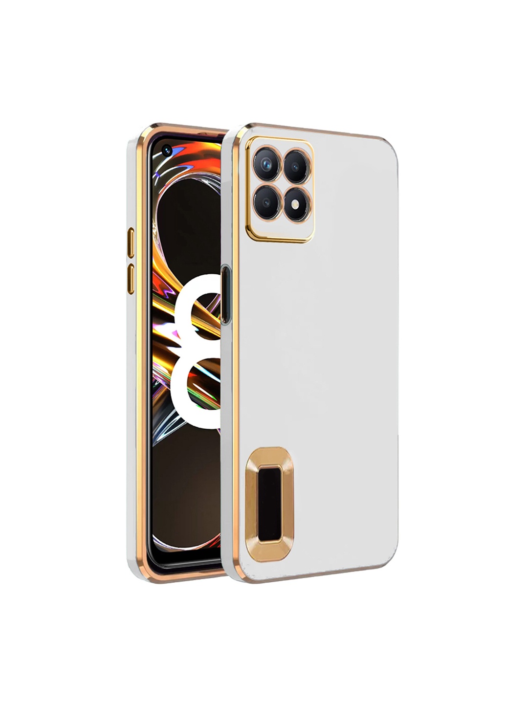 

Karwan Compatible Sweat Proof Realme 8i Phone Back Cover, White